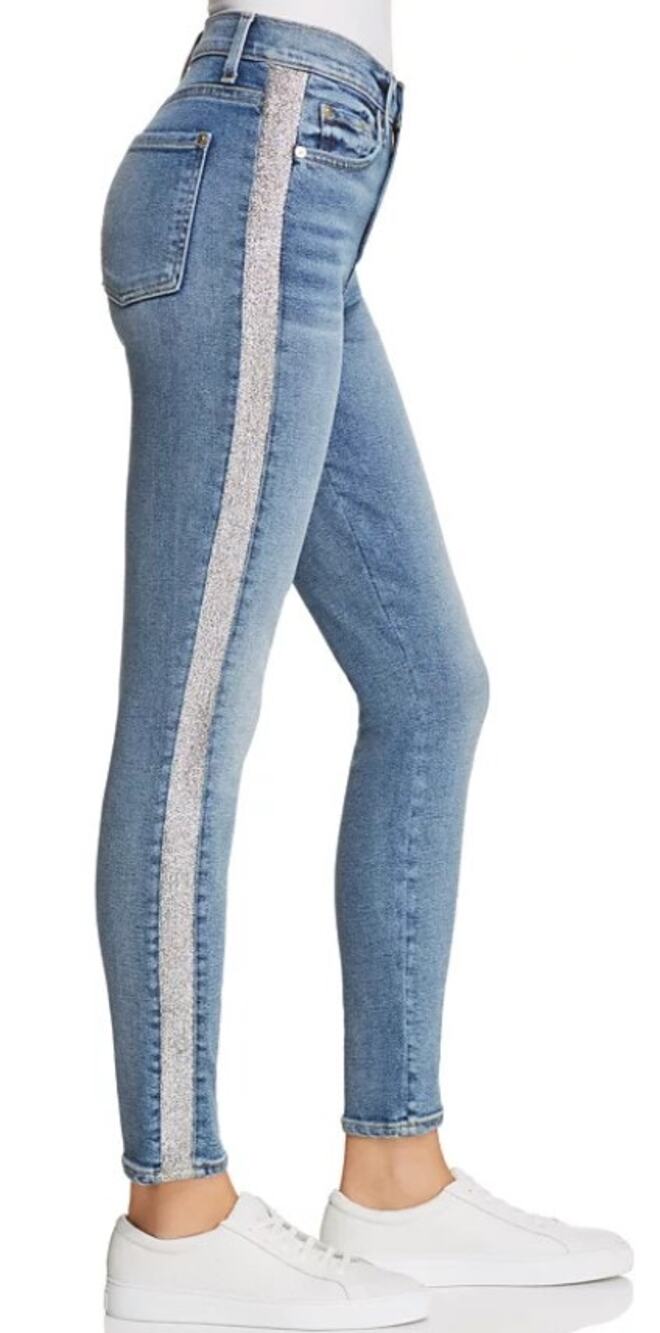 7 For All Mankind Y2K Stripe High Waist Ankle Skinny Jeans in Light Wash 25